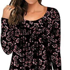 2022 Women's Long Sleeve Casual Tops Loose Fitting Flare Blouse Soft Comfy Tunic